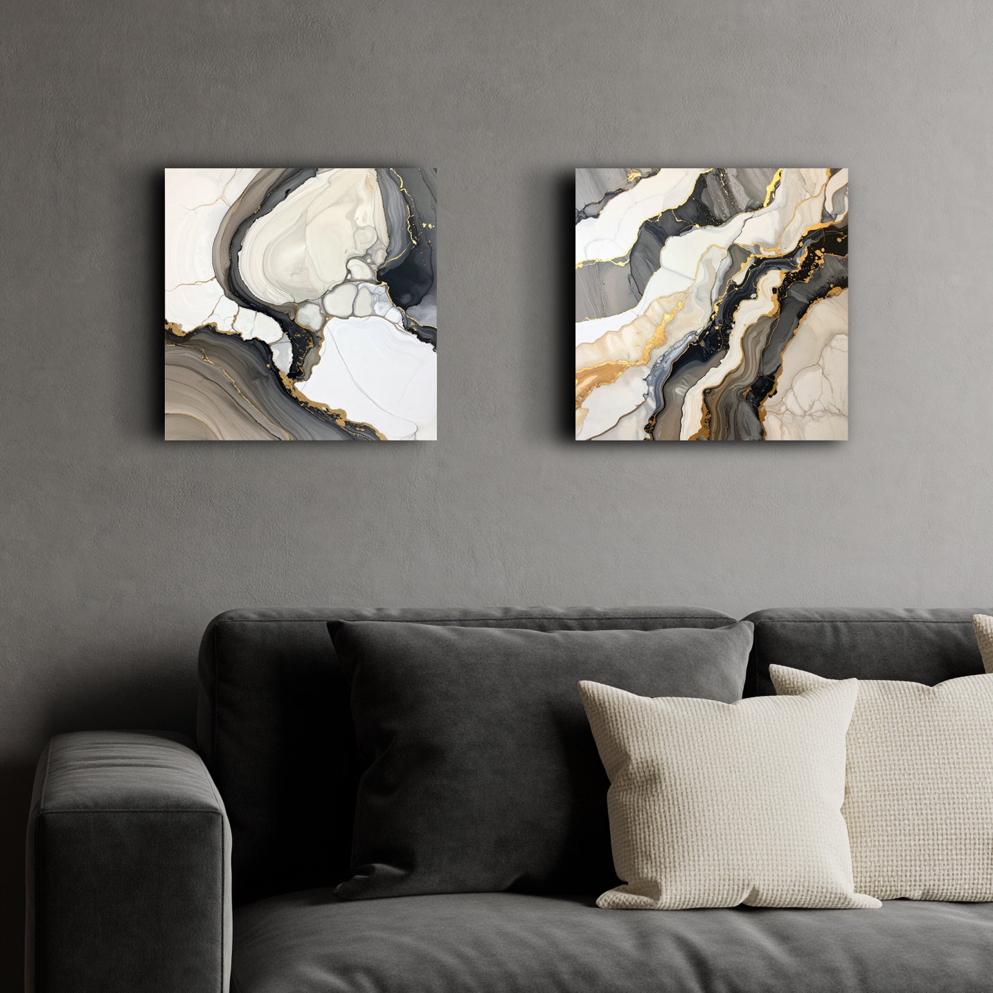 Set of Two Canvases ‘Marblelux Neutral’