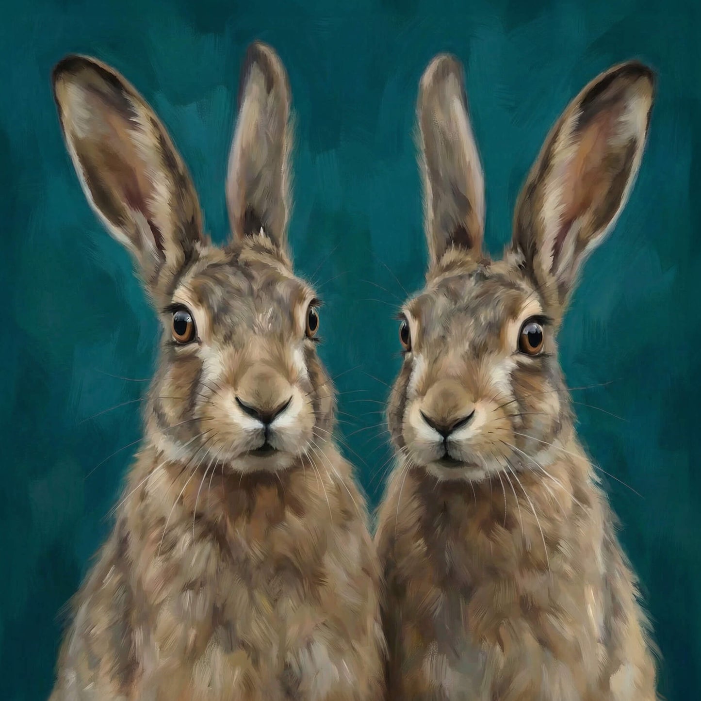 The Curious Hares, Canvas Print, 82 × 82cm