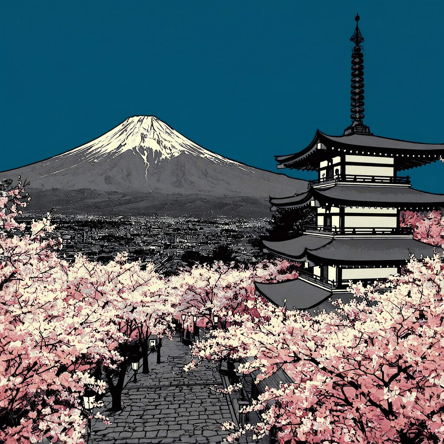 Fuji in Bloom, Canvas Print, 82 × 82cm