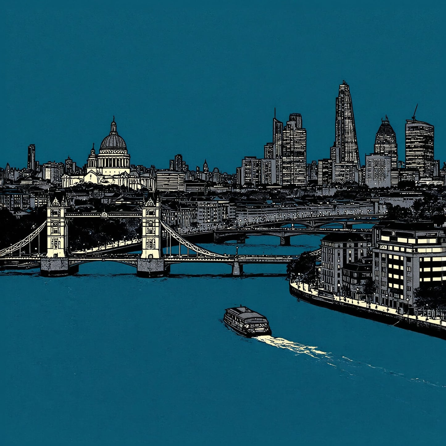 Thames Twilight, Canvas Print, 82 × 82cm