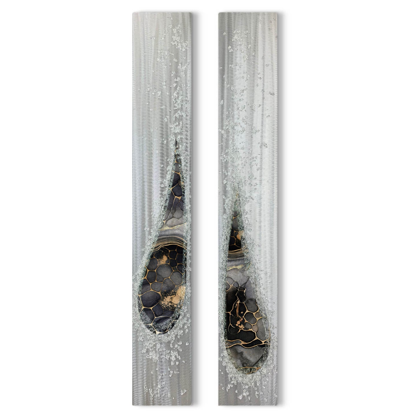 Angel Tears Crystal Glass Set, Grey, Black, Gold