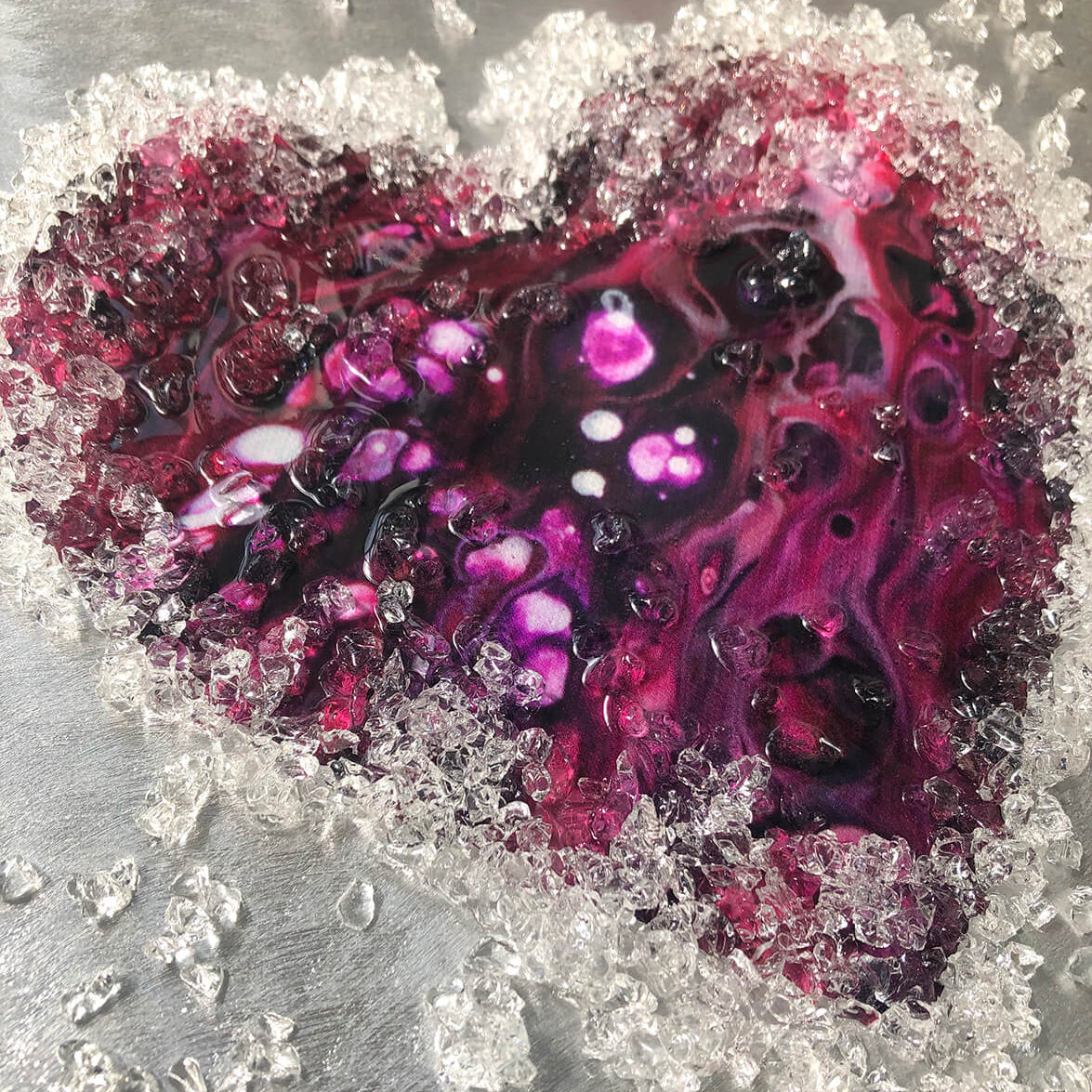 Crystal Glass Heart Duo, Berry
