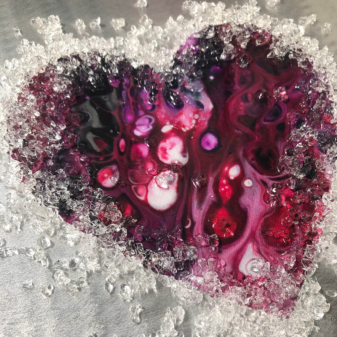 Crystal Glass Heart Duo, Berry