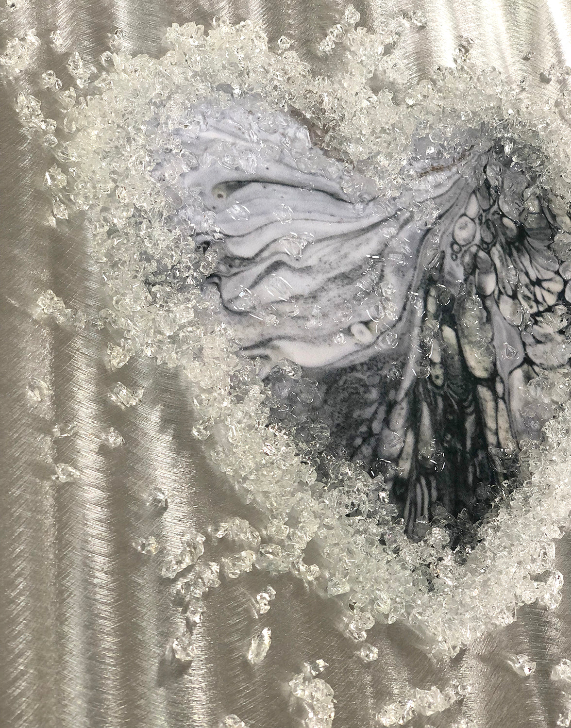 Crystal Glass Heart Set of Three, Grey and White
