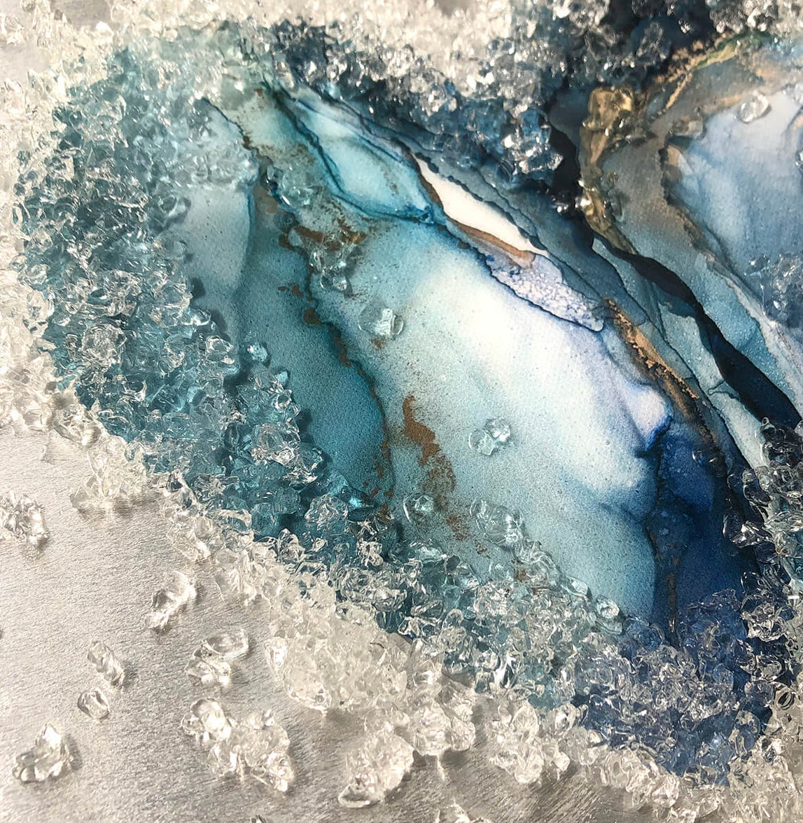Crystal Glass Heart Duo, Navy