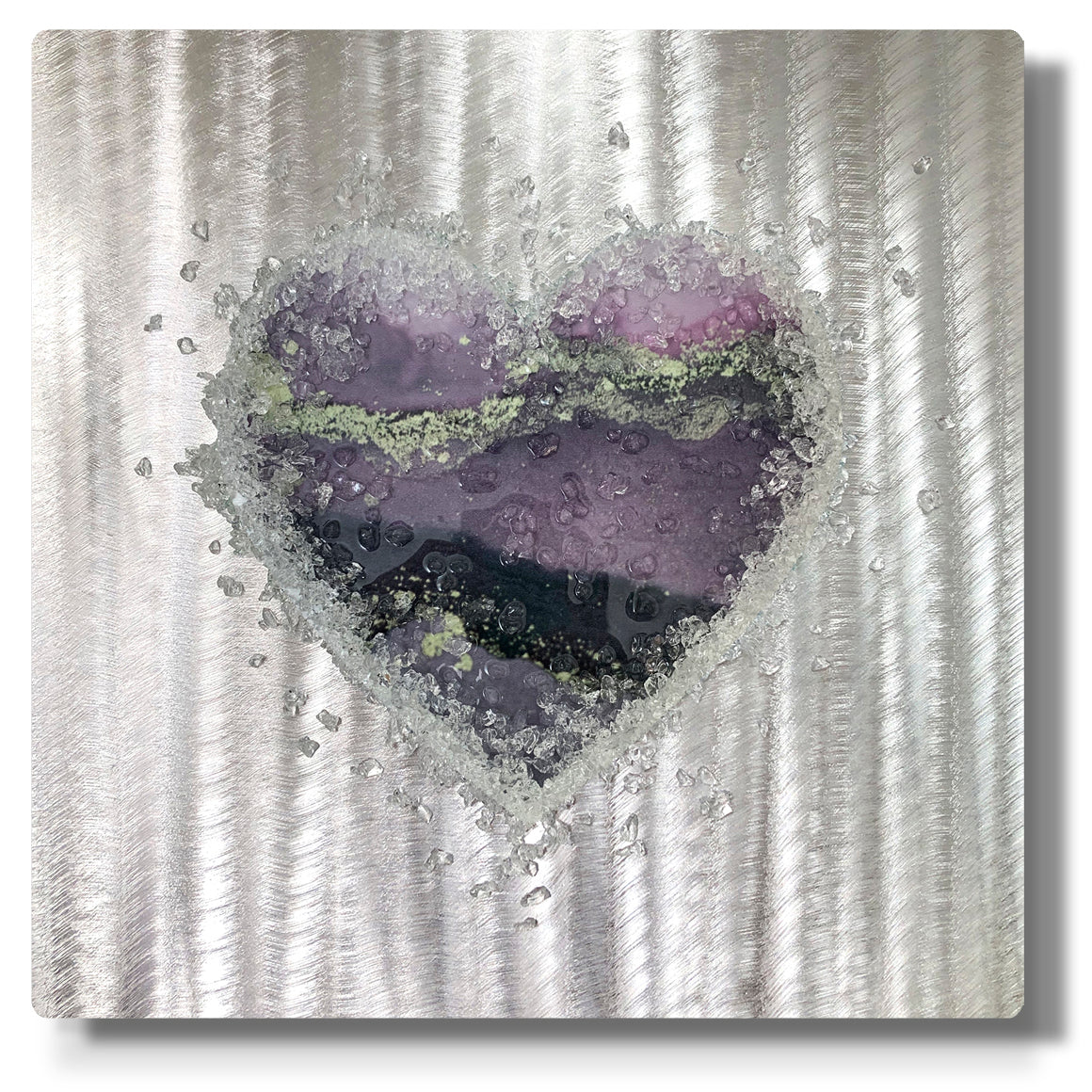 Crystal Glass Heart Set of Three, Lavender