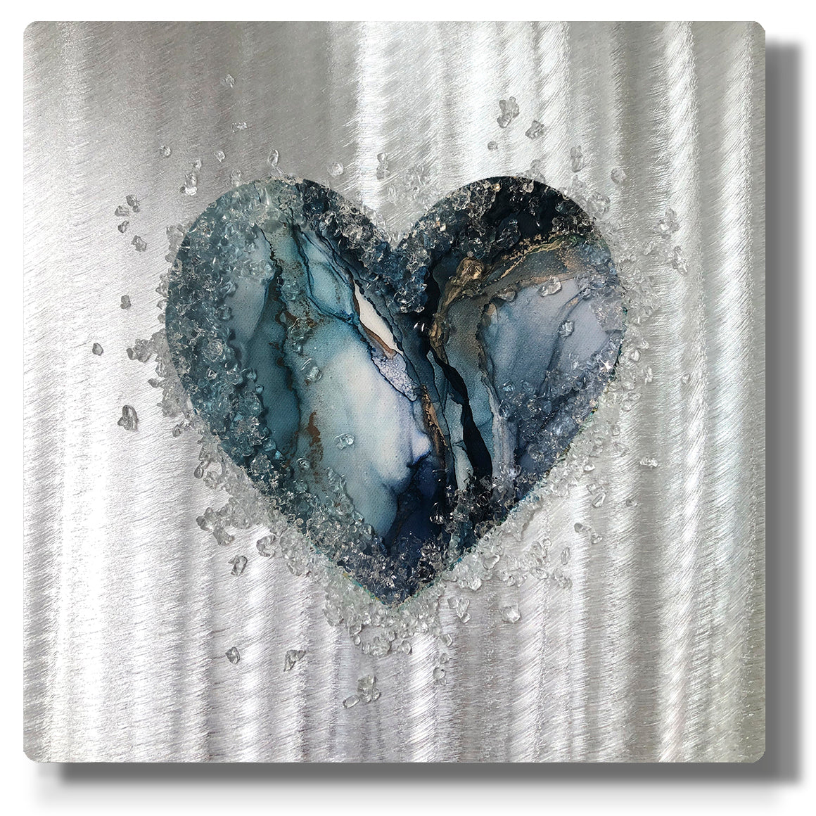 Crystal Glass Heart Single, Navy 1