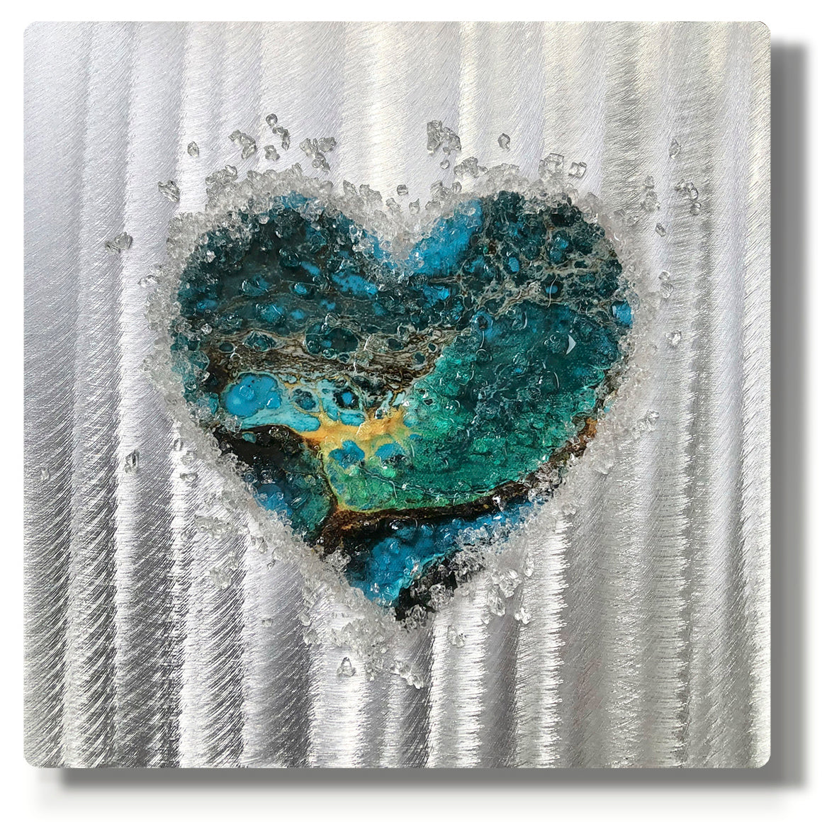 Crystal Glass Heart Single, Teal 3
