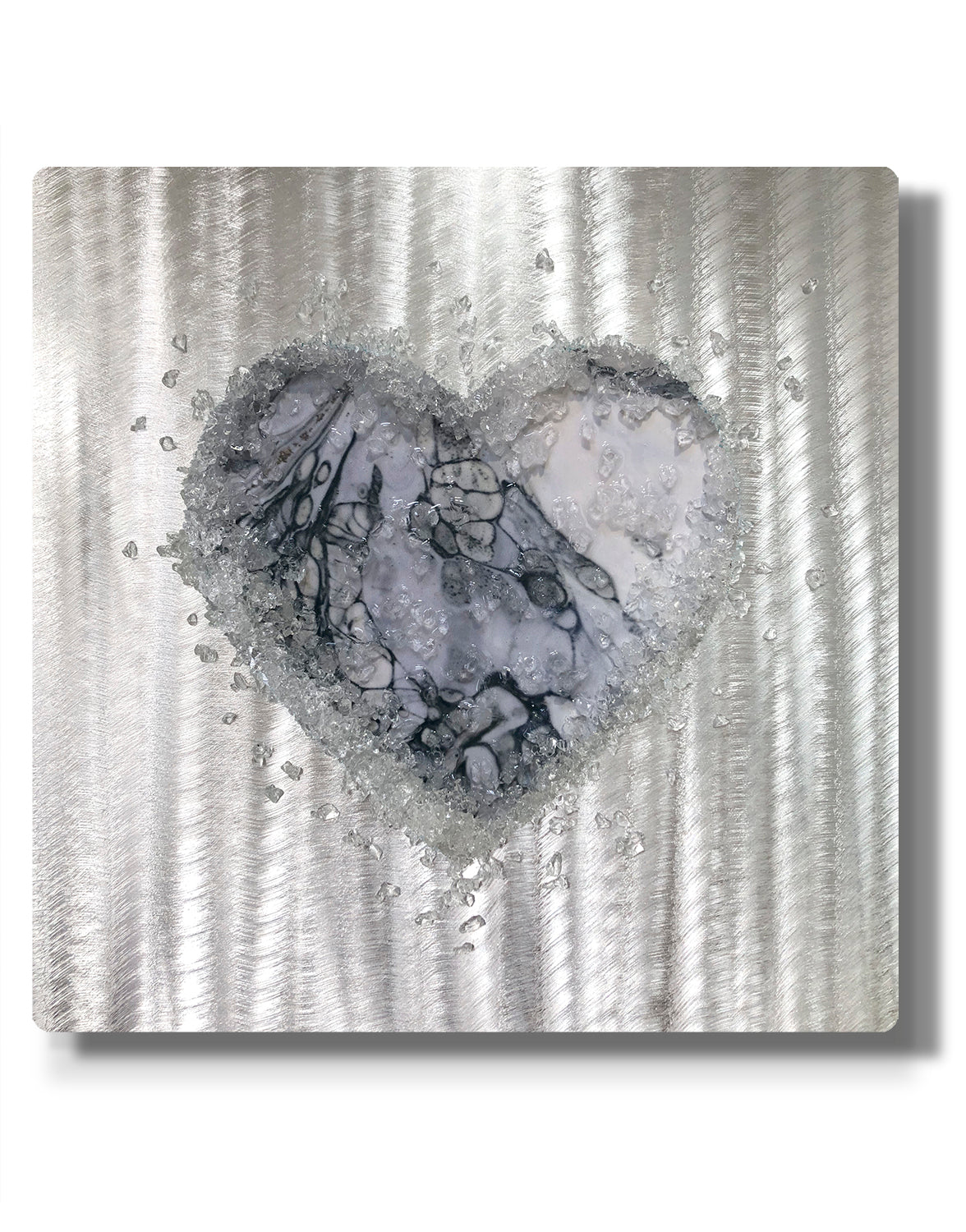 Crystal Glass Heart Set of Three, Grey and White