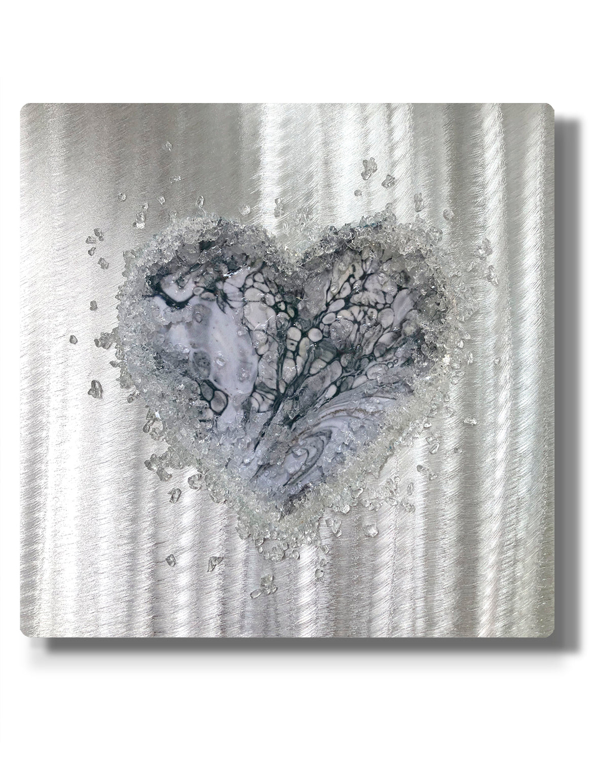 Crystal Glass Heart Set of Three, Grey and White