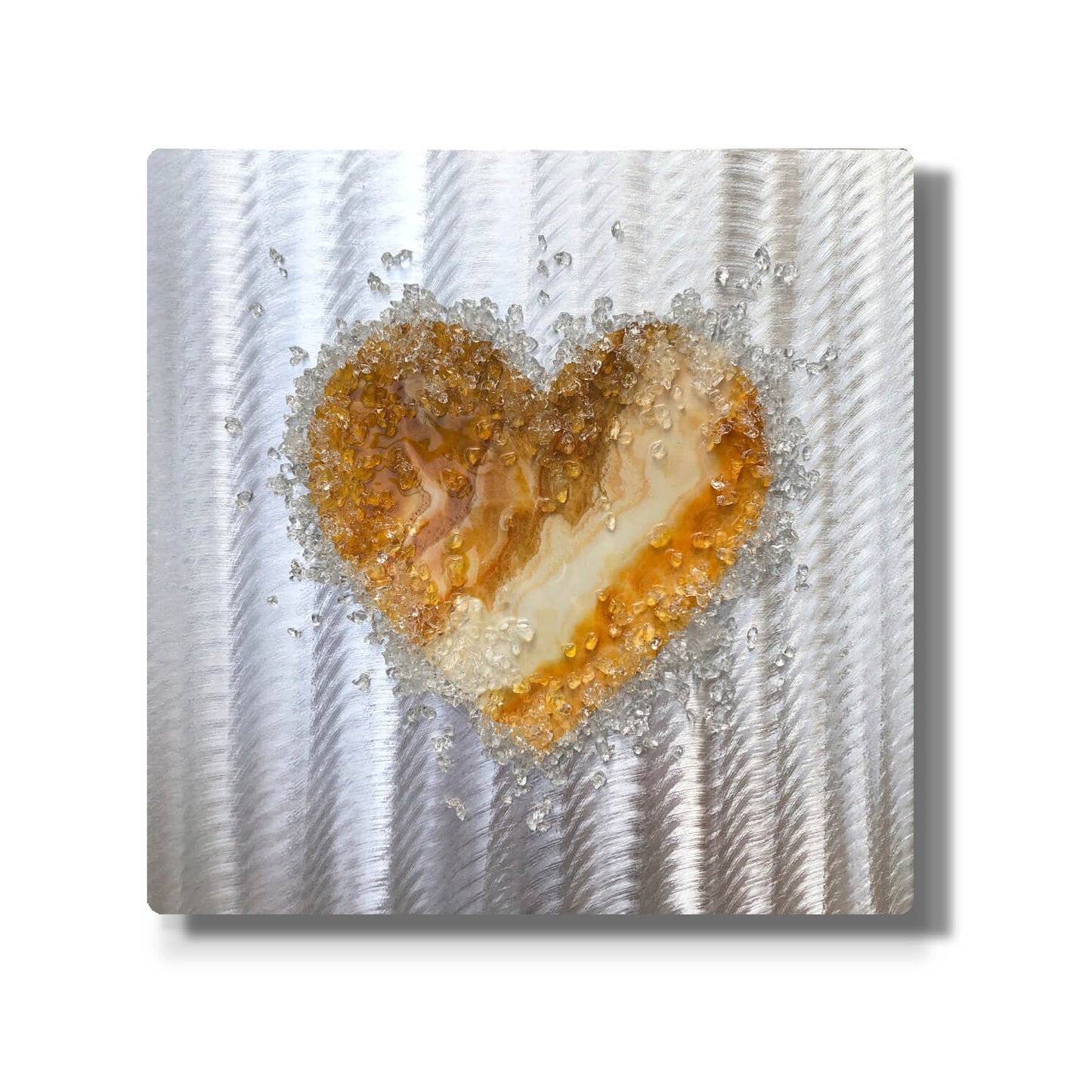 Crystal Glass Heart Duo, Mustard