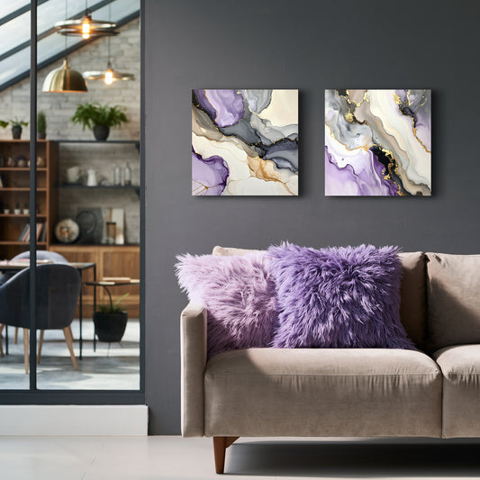 Set of Two Canvases ‘Marblelux Lilac’