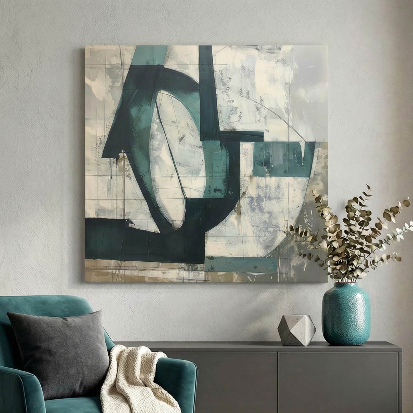 Echoes in Teal, Canvas Print, 82 × 82cm