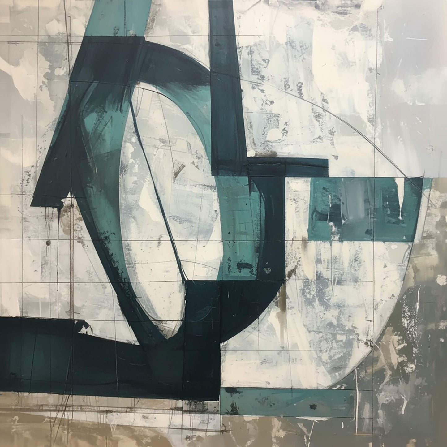 Echoes in Teal, Canvas Print, 82 × 82cm
