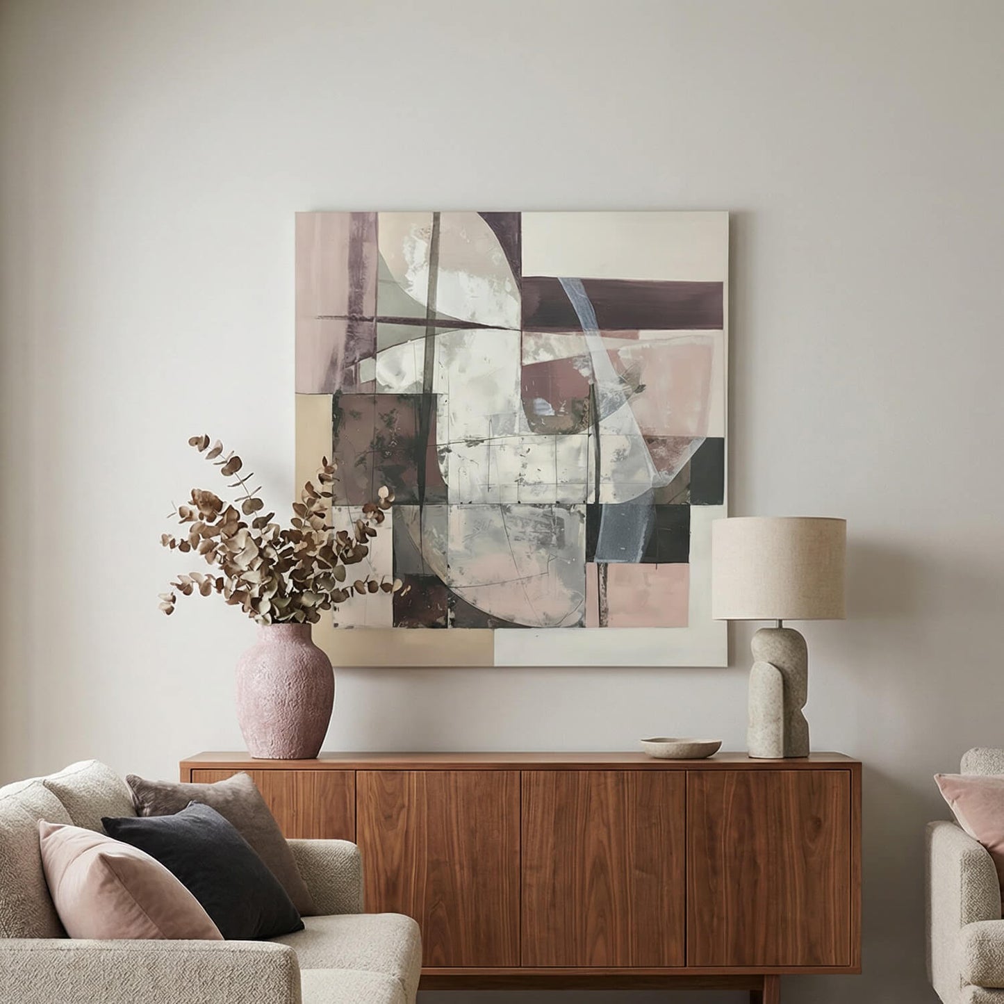 Blush Geometry, Canvas Print, 82 × 82cm