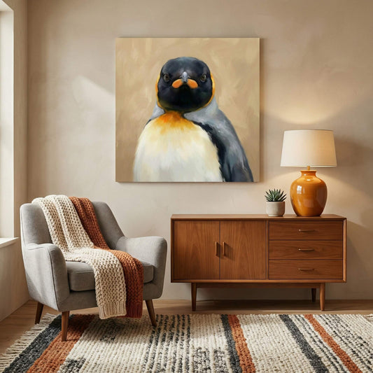 Noble Penguin, Canvas Print, 82 x 82cm