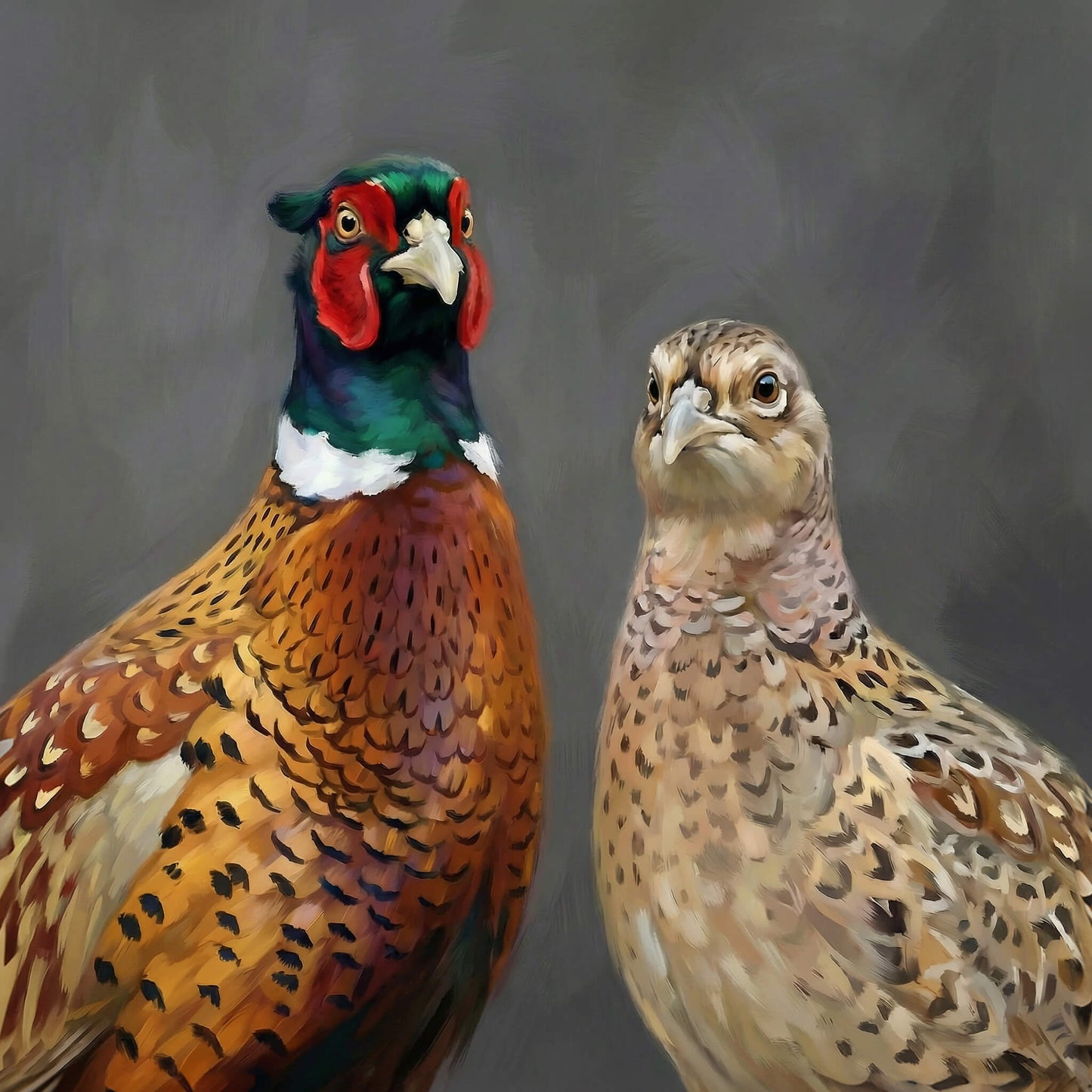 The Pheasant Pair, Canvas Print, 82 x 82cm