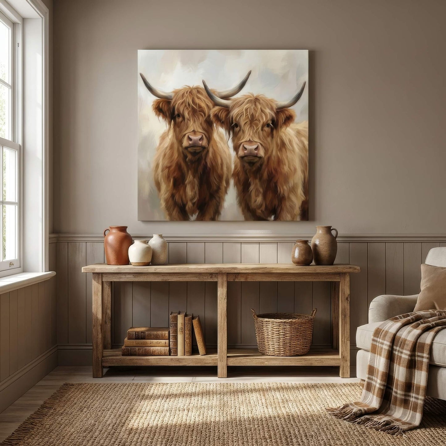 Highland Companions, Canvas Print, 82 × 82cm