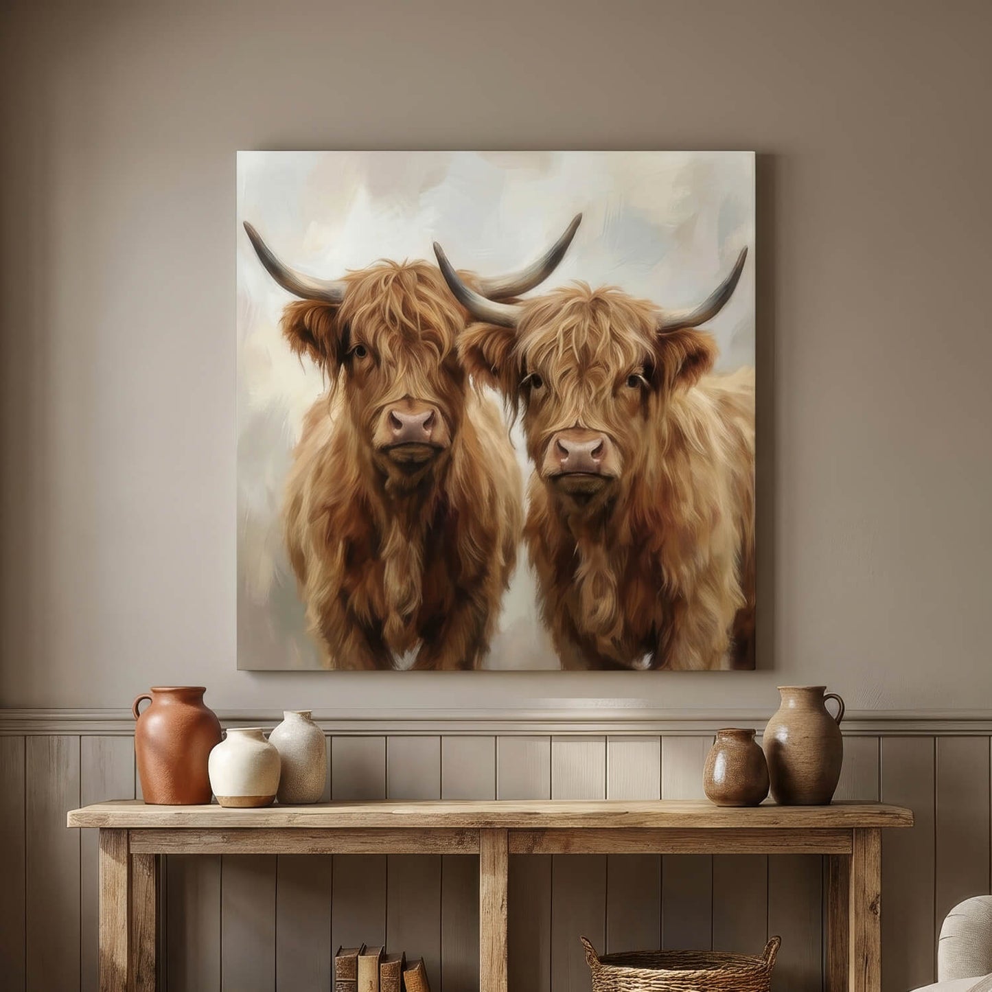 Highland Companions, Canvas Print, 82 × 82cm