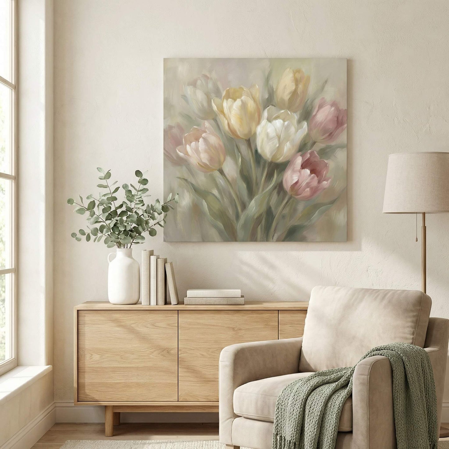 Softly in Bloom, Canvas Print, 82 × 82cm