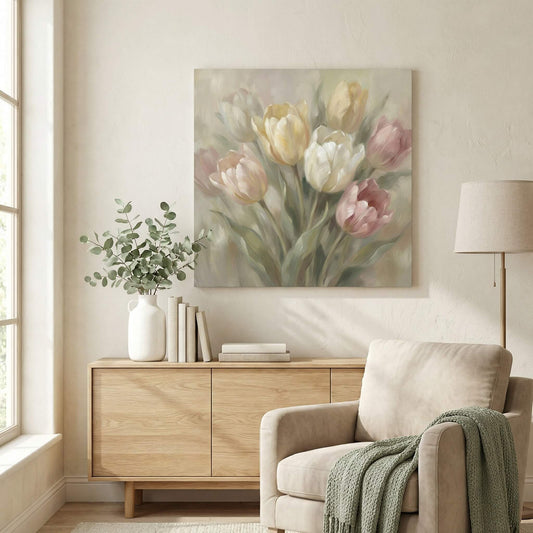 Softly in Bloom, Canvas Print, 82 × 82cm