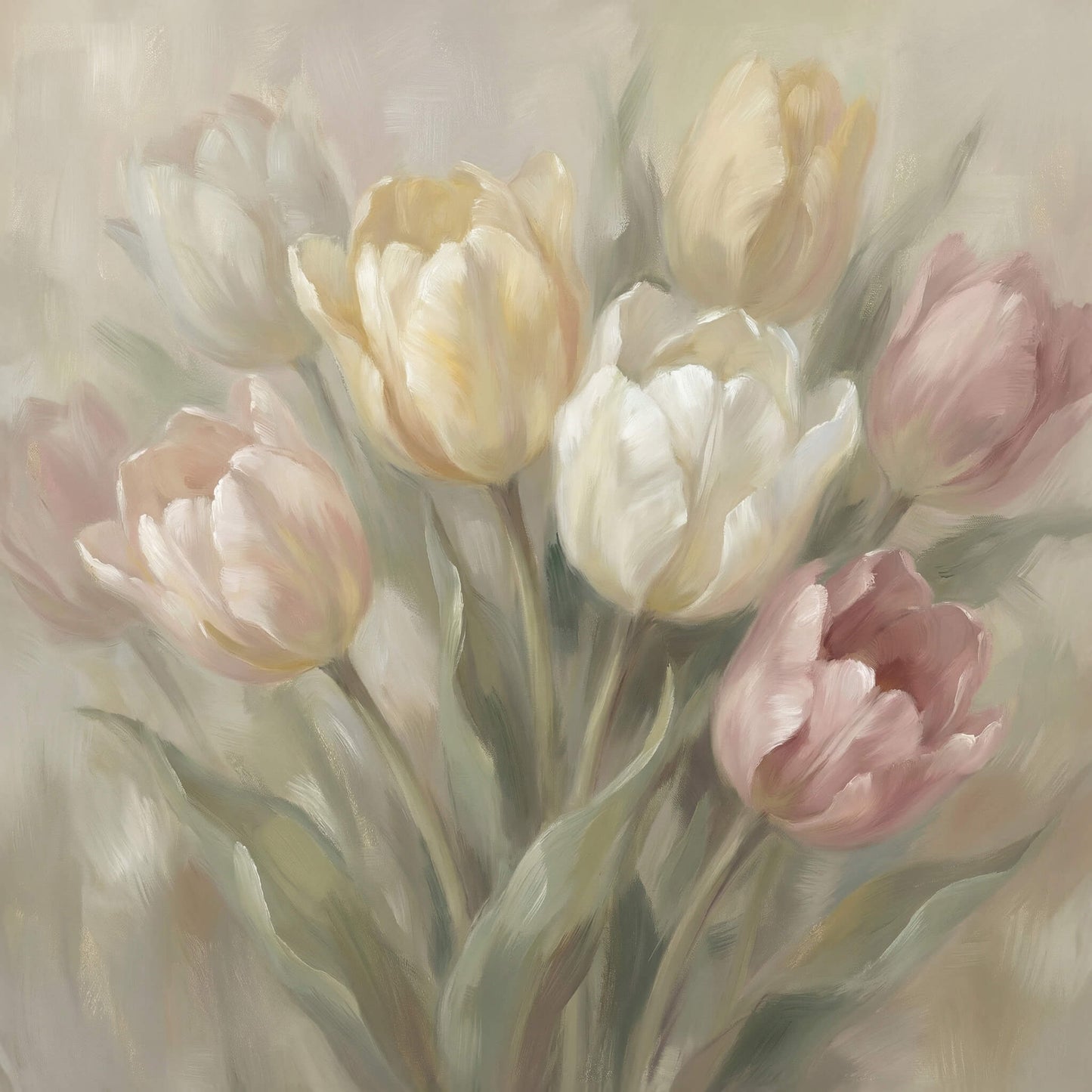 Softly in Bloom, Canvas Print, 82 × 82cm