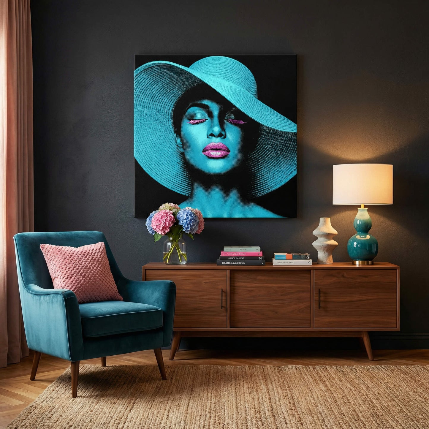 The Teal Icon, Canvas Print, 82 × 82cm