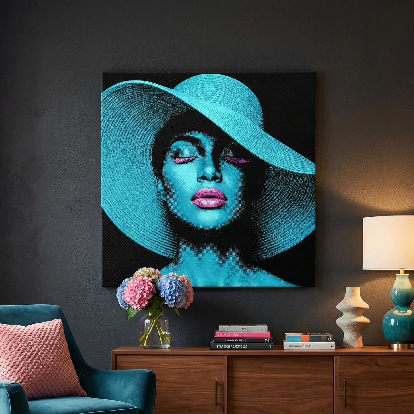 The Teal Icon, Canvas Print, 82 × 82cm
