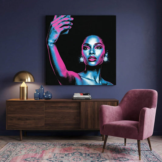 The Neon Moment, Canvas Print, 82 × 82cm