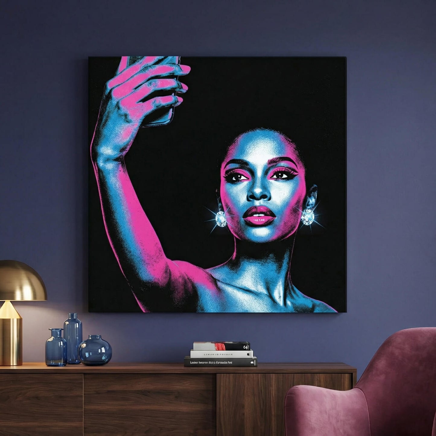The Neon Moment, Canvas Print, 82 × 82cm