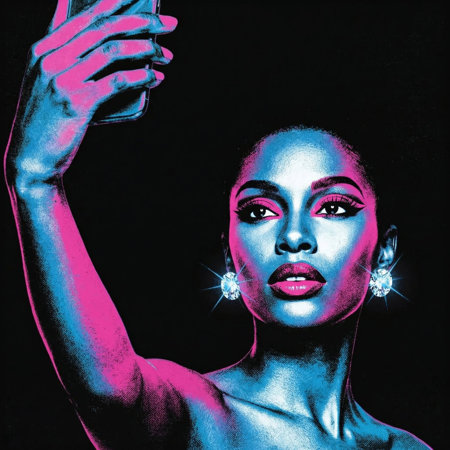 The Neon Moment, Canvas Print, 82 × 82cm