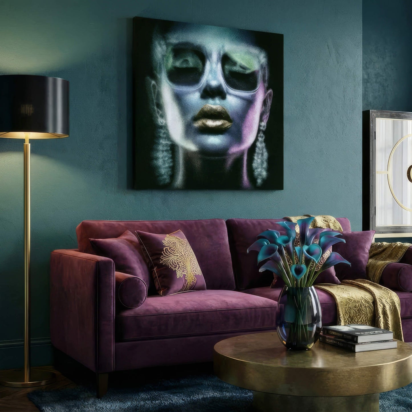 Noir Radiance, Canvas Print, 82 × 82cm