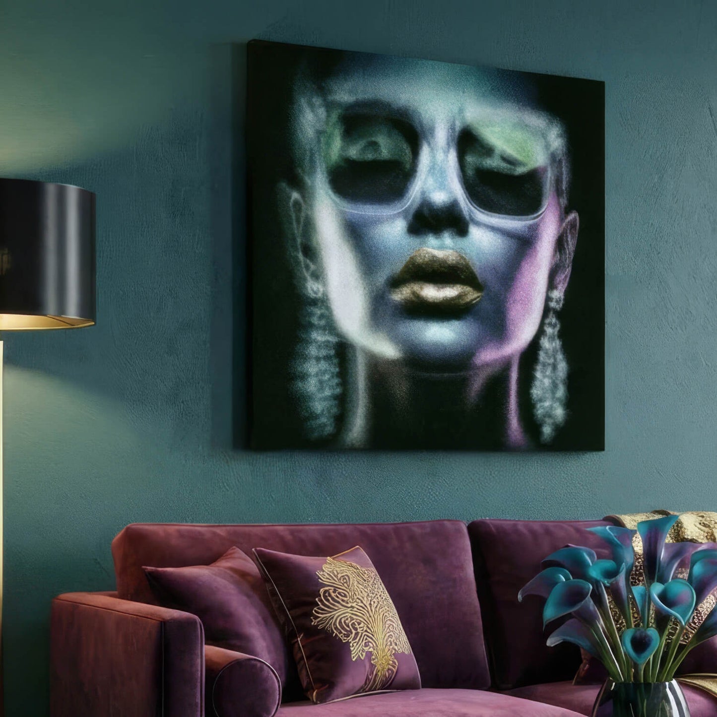 Noir Radiance, Canvas Print, 82 × 82cm