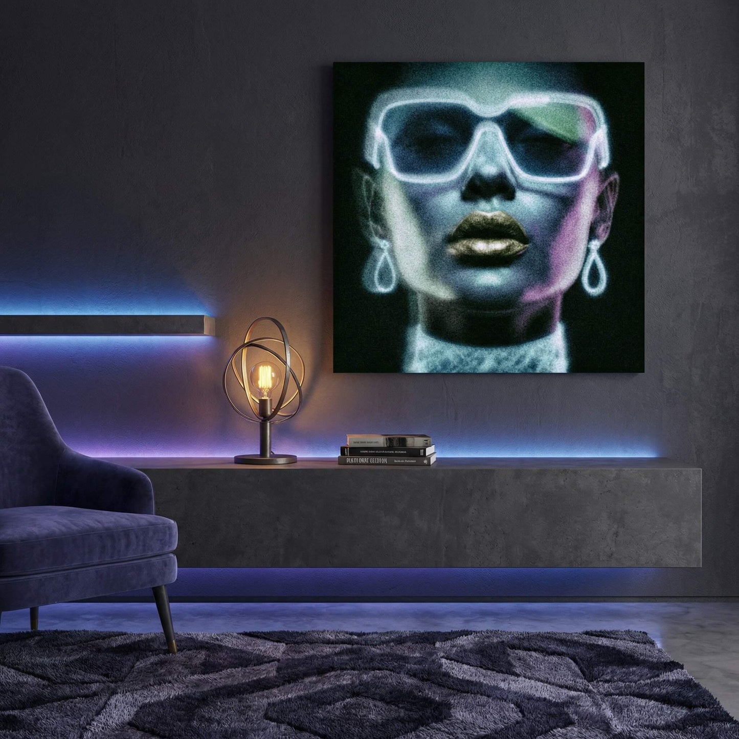 Illuminated Noir, Canvas Print, 82 × 82cm