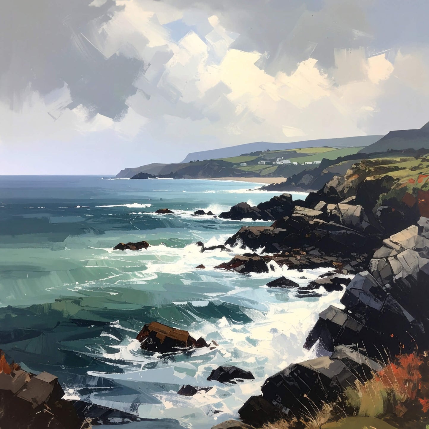 Clifftop Breeze, Canvas Print, 82 × 82cm