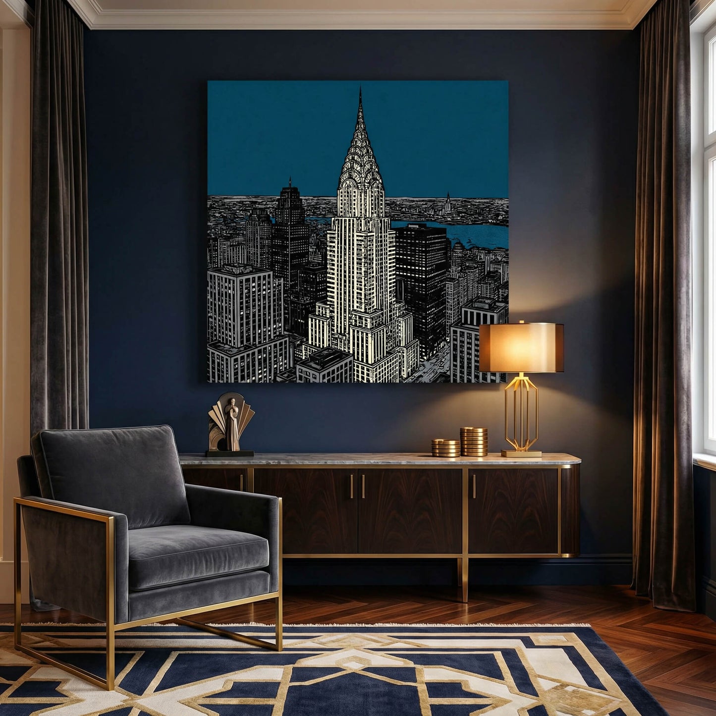 Midnight Manhatten, Canvas Print, 82 × 82cm