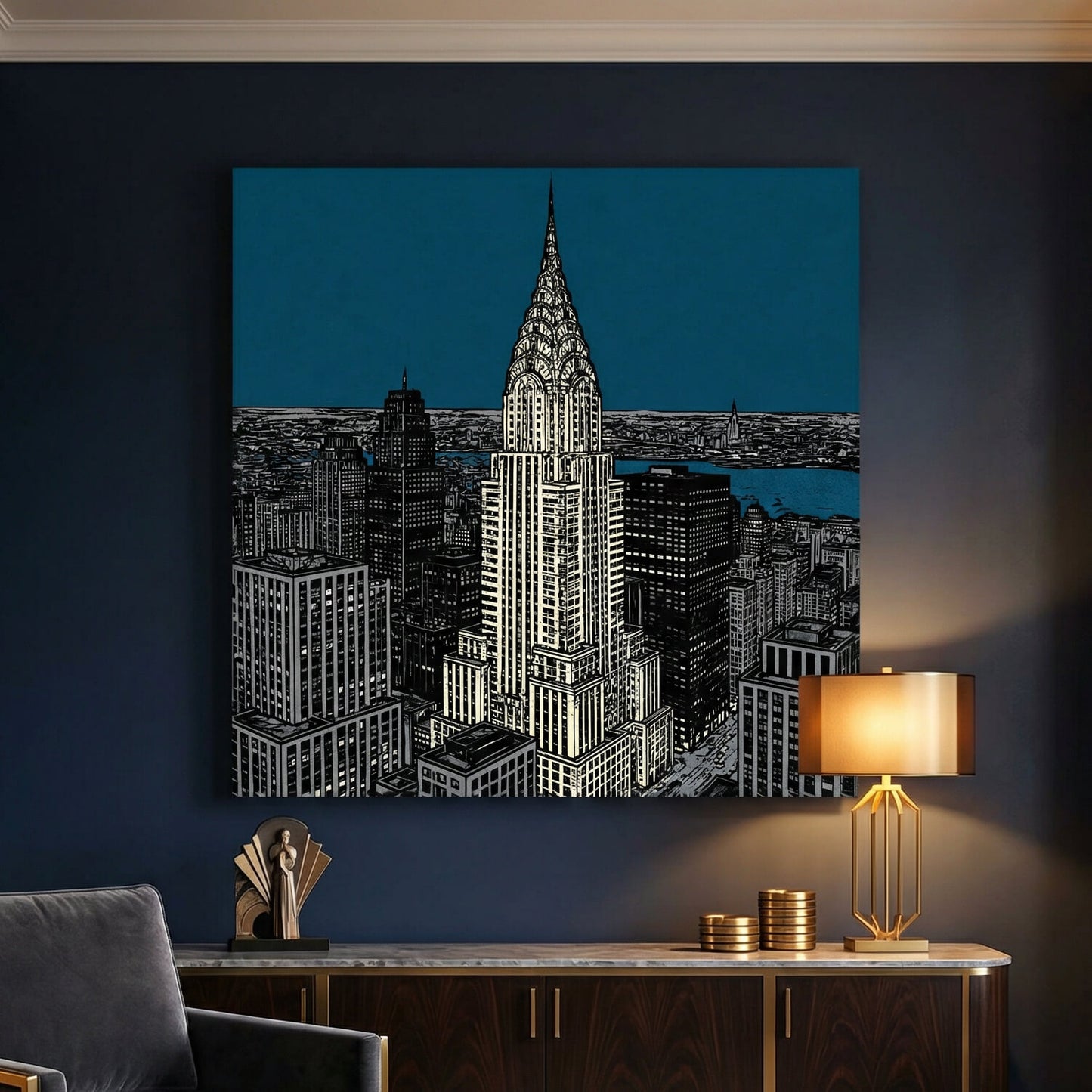 Midnight Manhatten, Canvas Print, 82 × 82cm