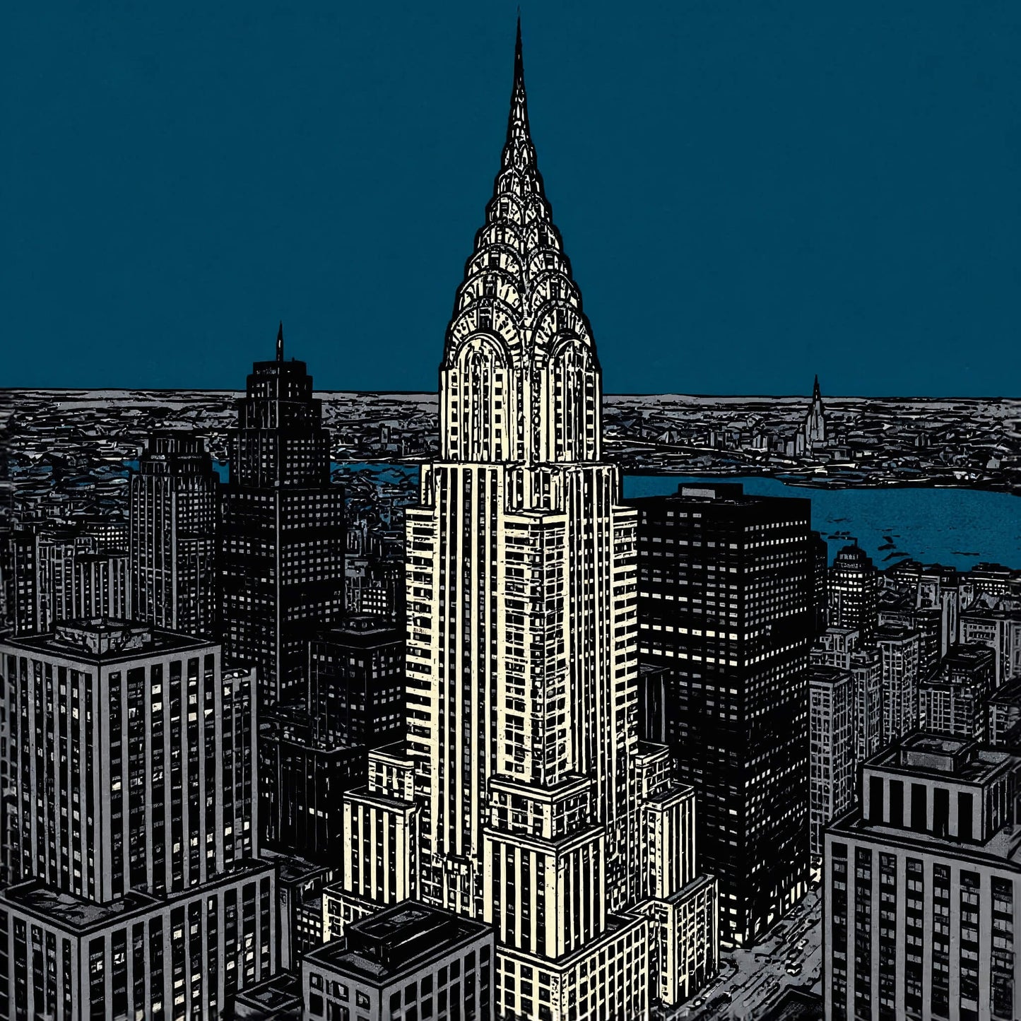 Midnight Manhatten, Canvas Print, 82 × 82cm
