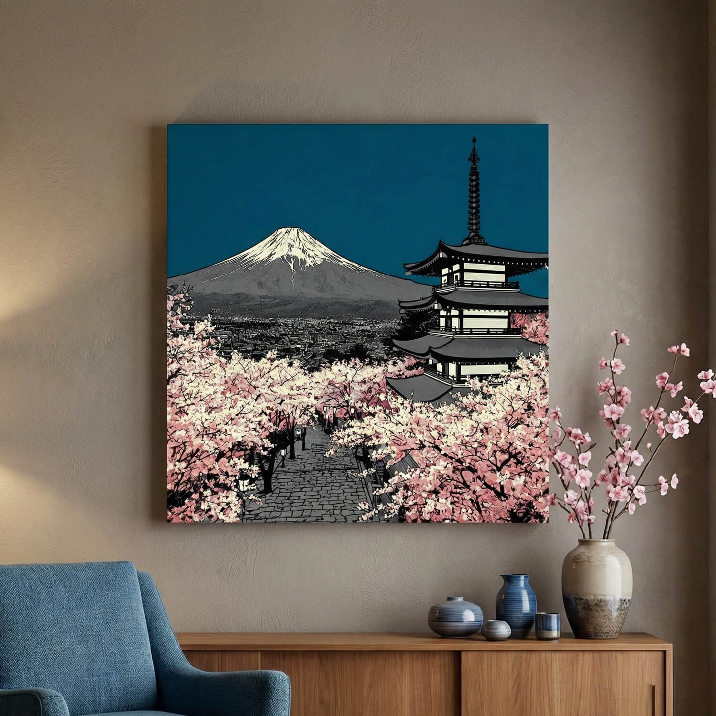 Fuji in Bloom, Canvas Print, 82 × 82cm