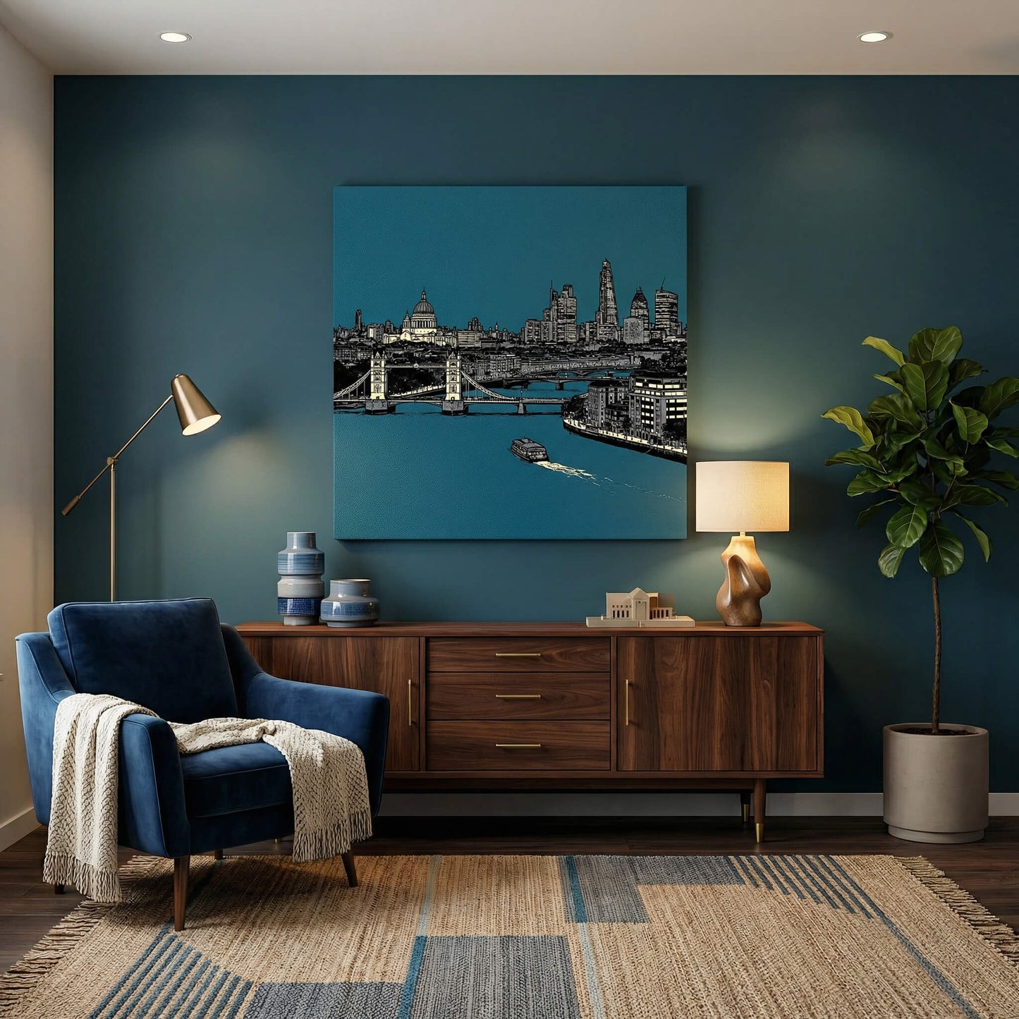 Thames Twilight, Canvas Print, 82 × 82cm