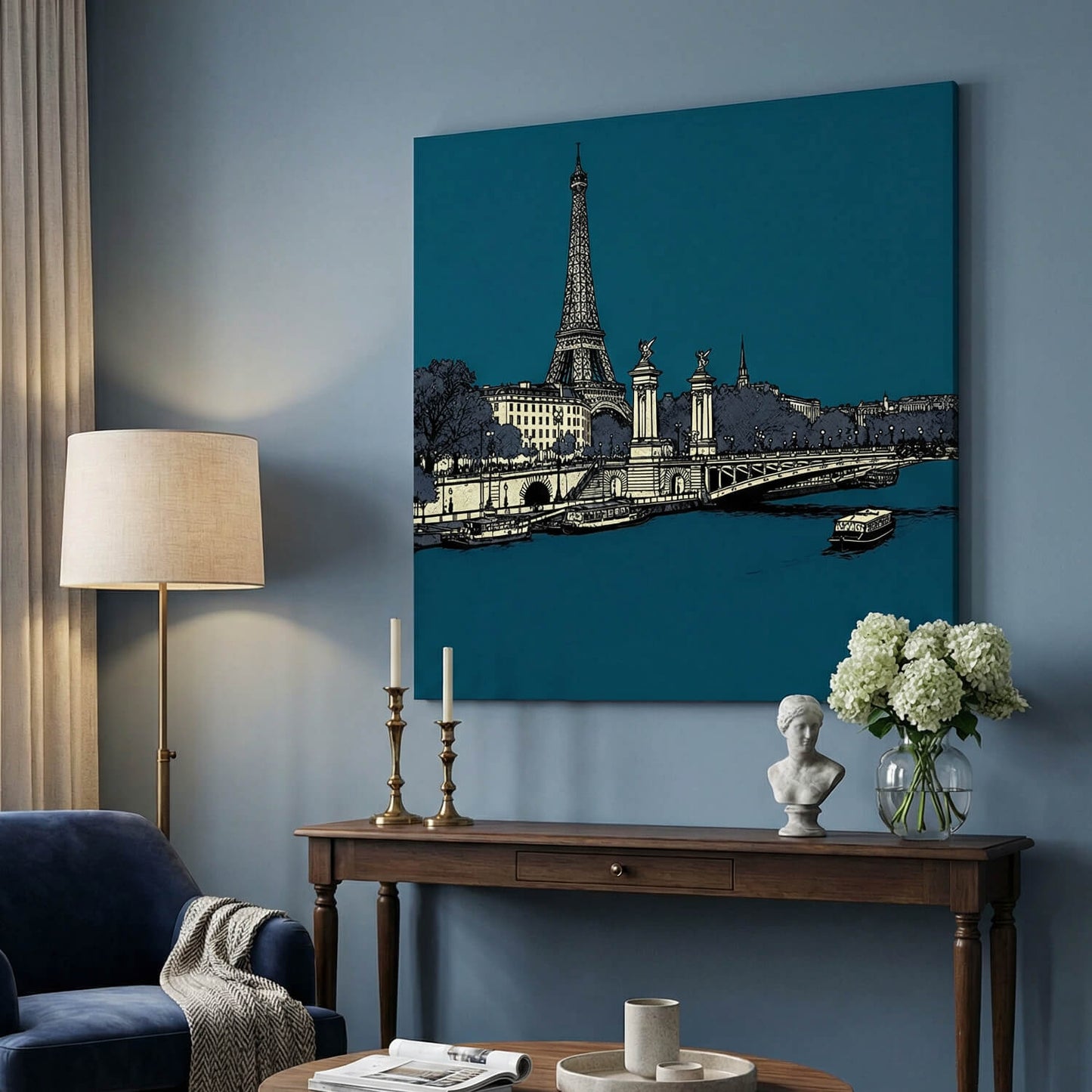 Seine at Sundown, Canvas Print, 82 × 82cm