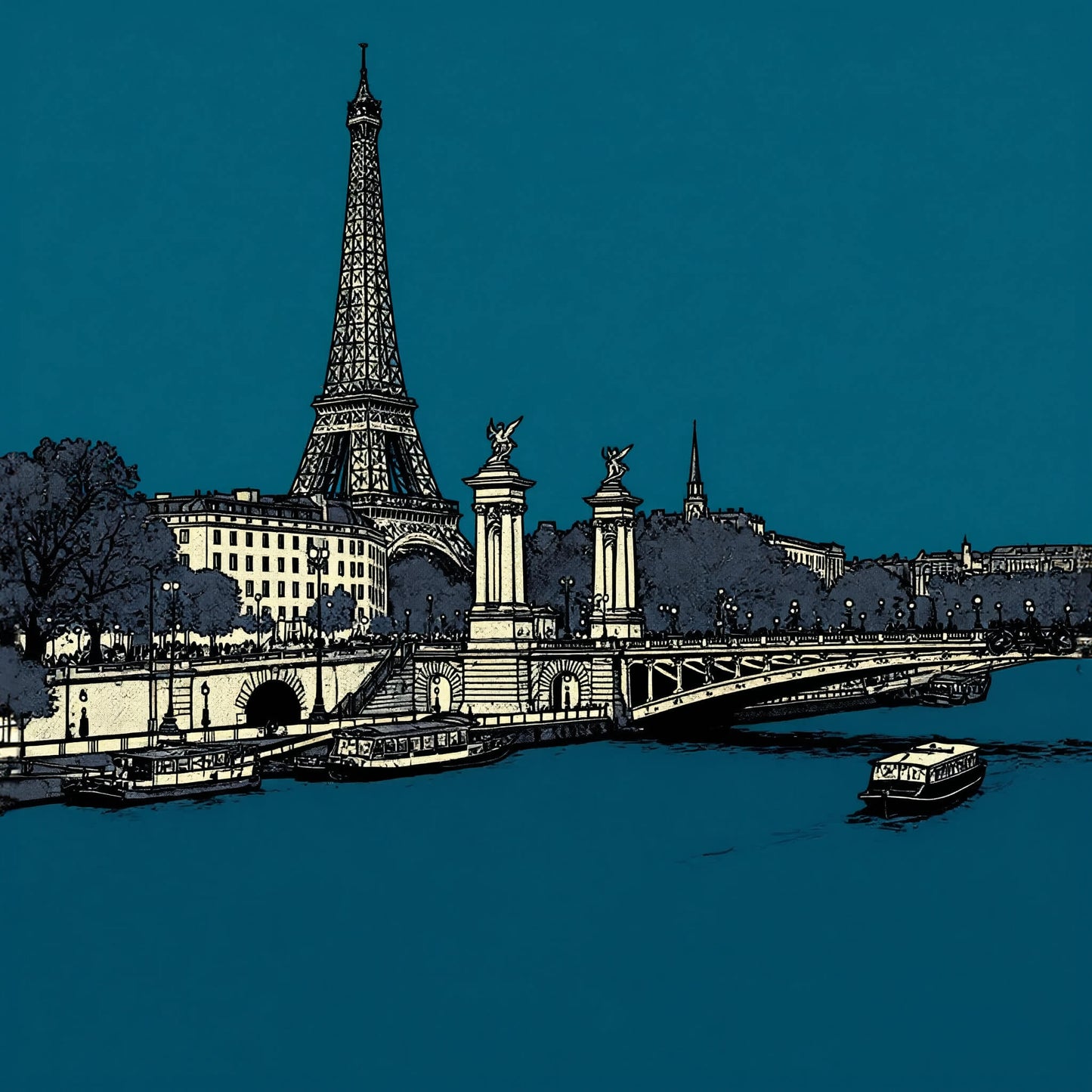 Seine at Sundown, Canvas Print, 82 × 82cm