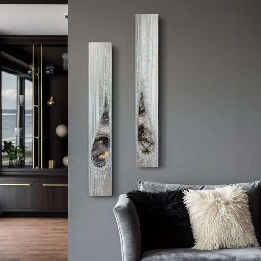 Angel Tears Crystal Glass Set, Grey, Black, Gold