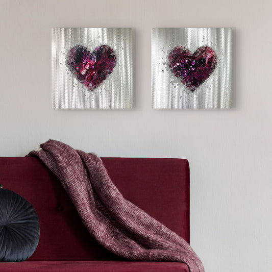 Crystal Glass Heart Duo, Berry