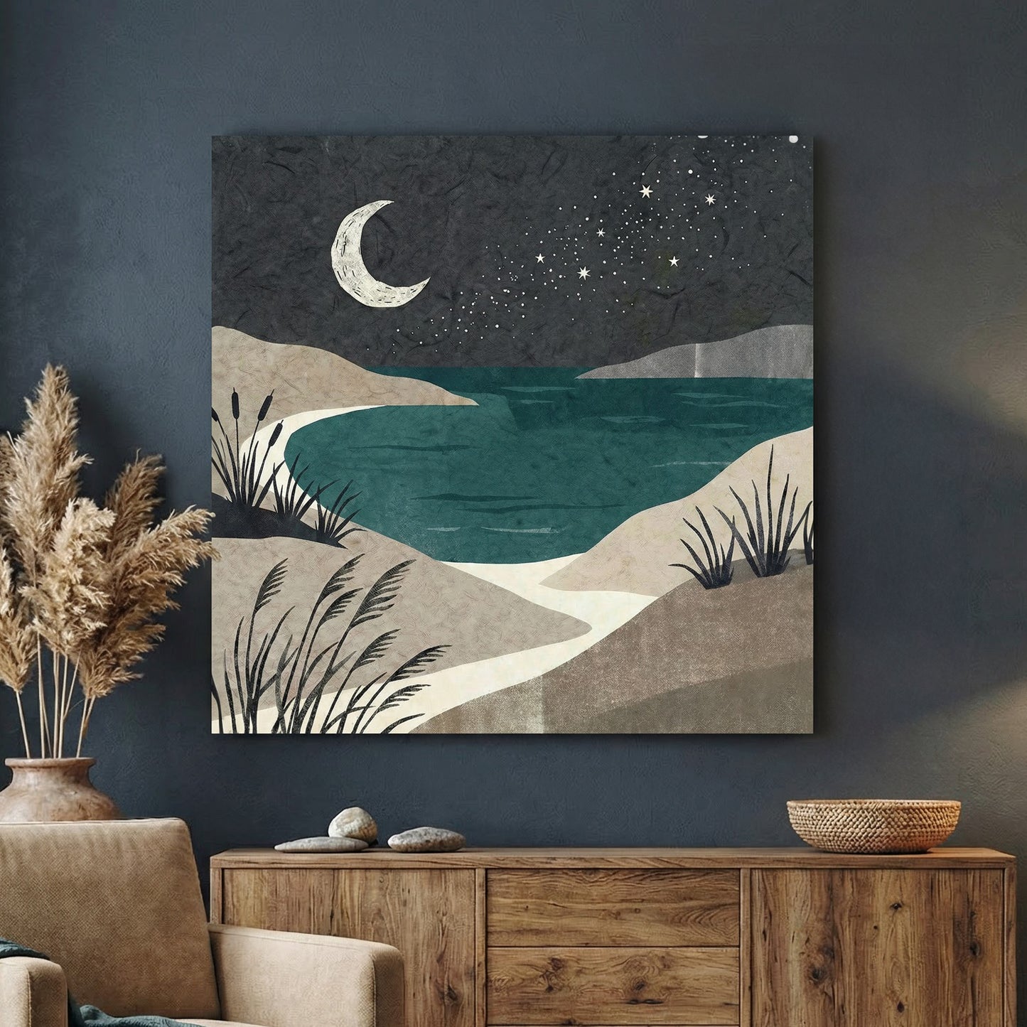 Lunar Tides, Canvas Print, 82 × 82cm