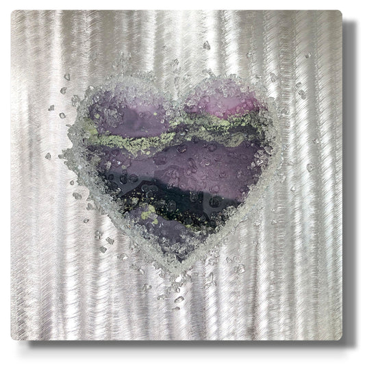 Crystal Glass Heart Single, Lavender 2