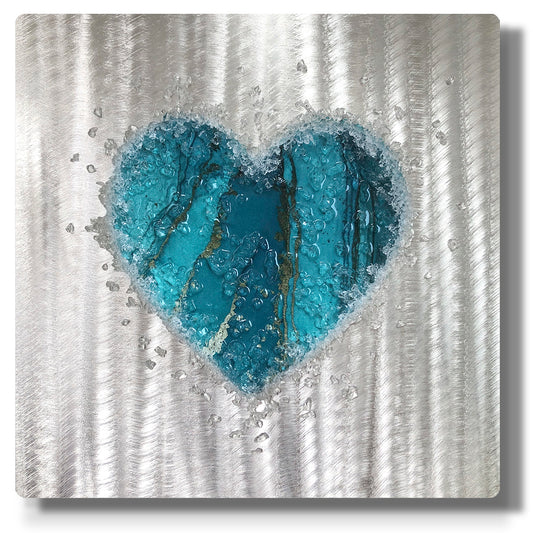 Crystal Glass Heart Single, Seaglass 1