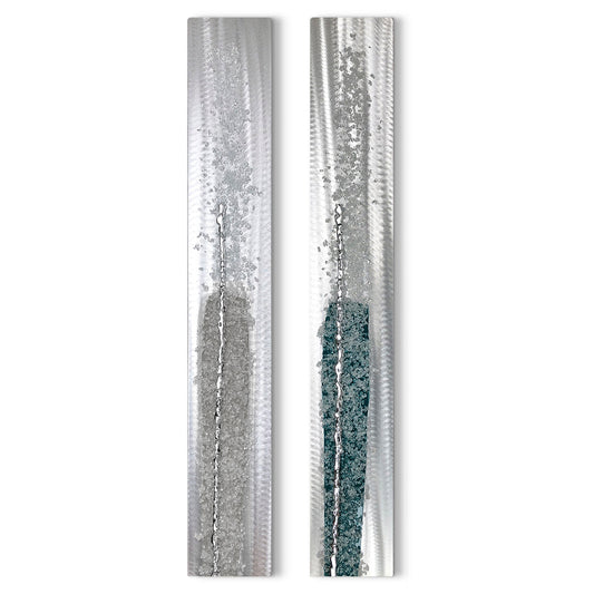 Luxe Tall Crystal Glass Set, Grey & Teal