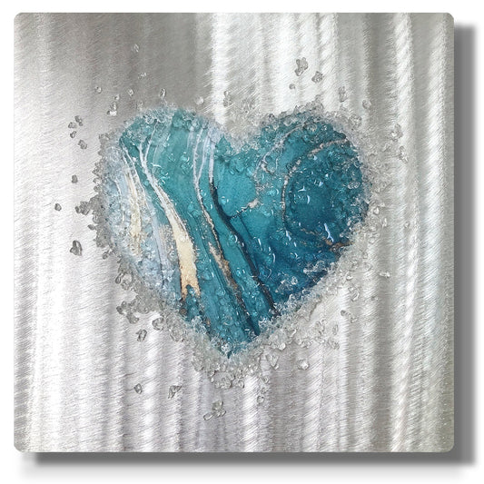 Crystal Glass Heart Single, Seaglass 2