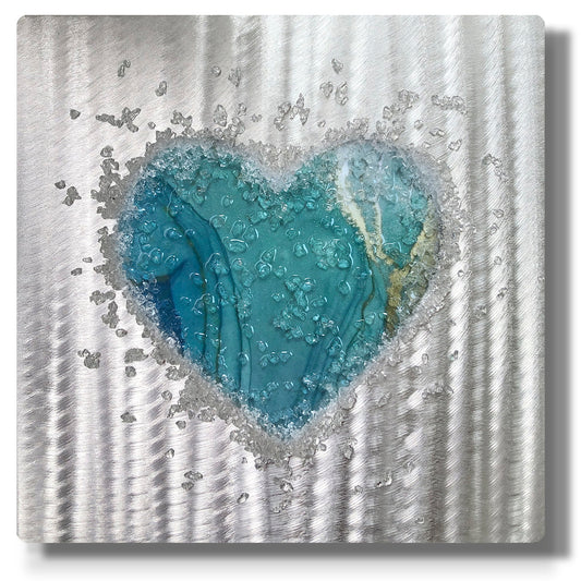 Crystal Glass Heart Single, Seaglass 3